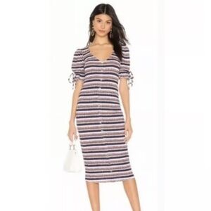 Tularosa Dallas Rib Knit Multicolor Striped Midi Dress Bodycon XXS